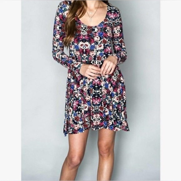 Show Me Your MuMu Stevie Babydoll Dress Long Sleeve Floral Size Small NWT - Picture 3 of 10